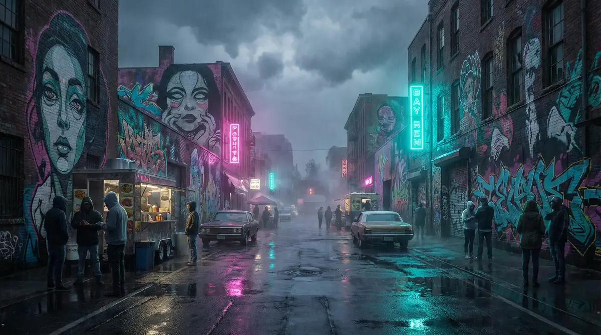 海角网 - 雨夜壁画街